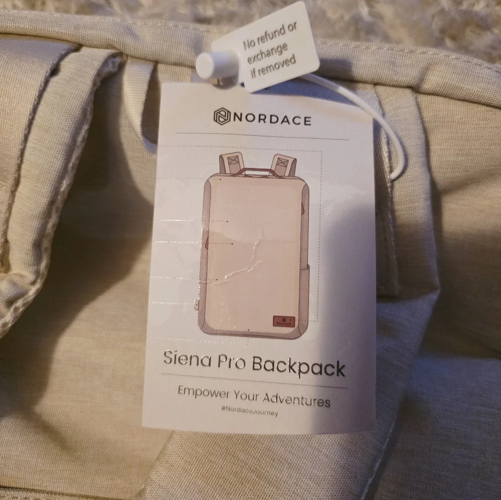 NEW Nordace Siena Pro 17 Backpack- Beige - Picture 6 of 8